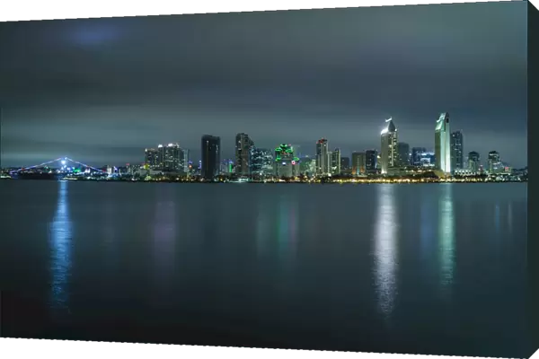 San Diego skyline and Bay at night, California, USA