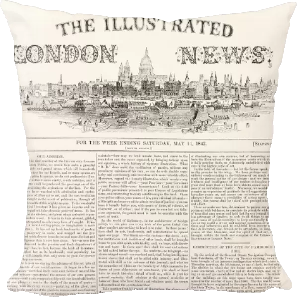 Illustrated London News. Front page of first issue, dated May 14, 1842. Fourth reprint. The news magazine was launched in 1842 and stopped publication in 2003