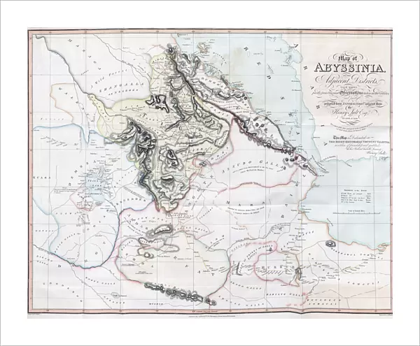 Map of Abyssinia and the Adjacent Districts. From observations taken by British traveller and artist Henry Salt in 1809 and 1810. Drawn by J. Outhett and engraved by A. Macpherson. Published 1814. Used in Henry Salts book A voyage to Abyssinia, and Travels into the Interior of that Country