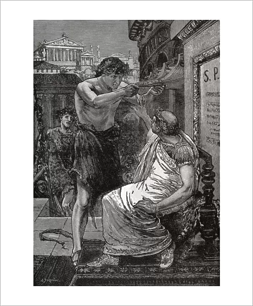Incident in William Shakespeare┼¢s play Julius Caesar. Caesar refuses the crown offered to him by Mark Antony. After a 19th century work by English artist Edward Brewtnall