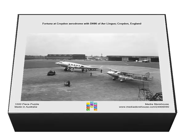 Fortuna at Croydon aerodrome with DH86 of Aer Lingus; Croydon, England