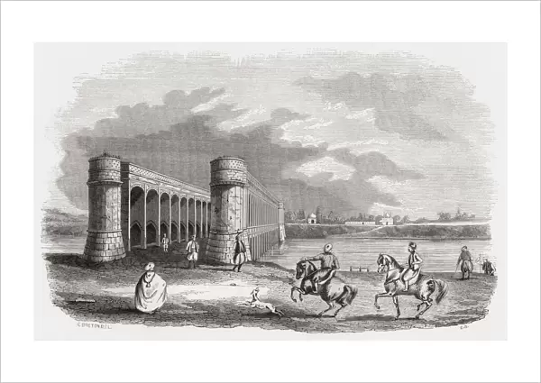 The Allahverdi Khan Bridge, popularly known as Si-o-se-pol, Isfahan, Iran, seen here in the 19th century, From Monuments de Tous les Peuples, published 1843
