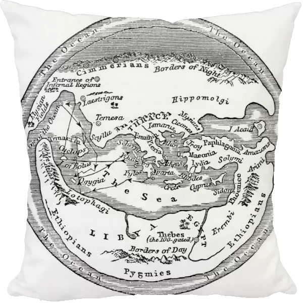 Map of the world according to Homer. From Cassells Universal History, published 1888