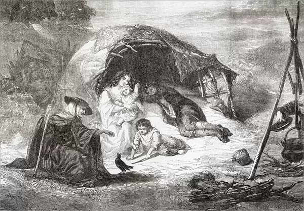 A mid-19th century Gypsy encampment. From L Univers Illustre, published Paris, 1859