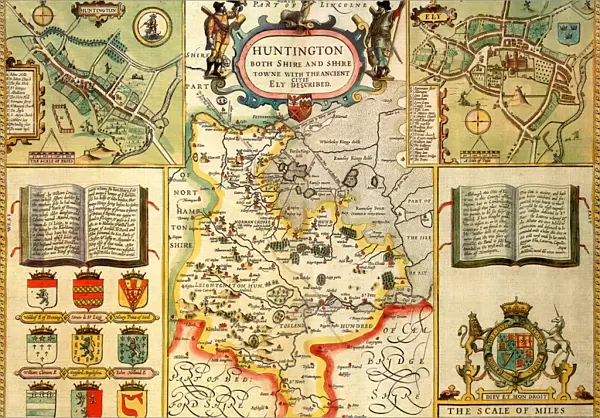 Huntingdonshire Historical John Speed 1610 Map