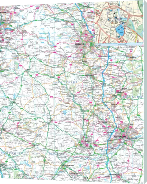 Derbyshire County Road Map