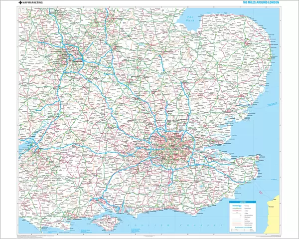 100 Miles Around London Map