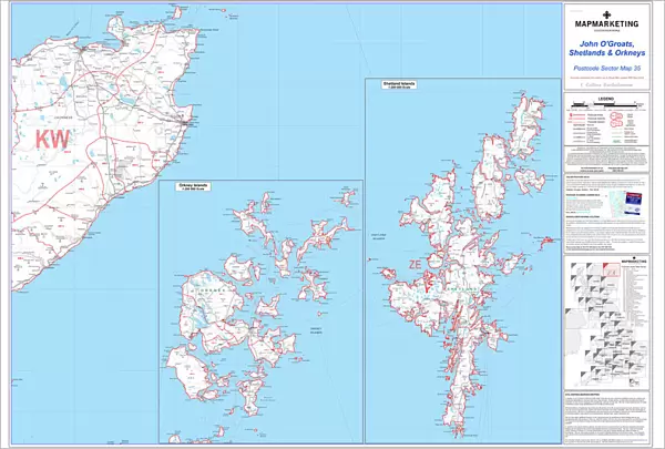 Postcode Sector Map sheet 35 John O Groats, Shetlands and Orkneys