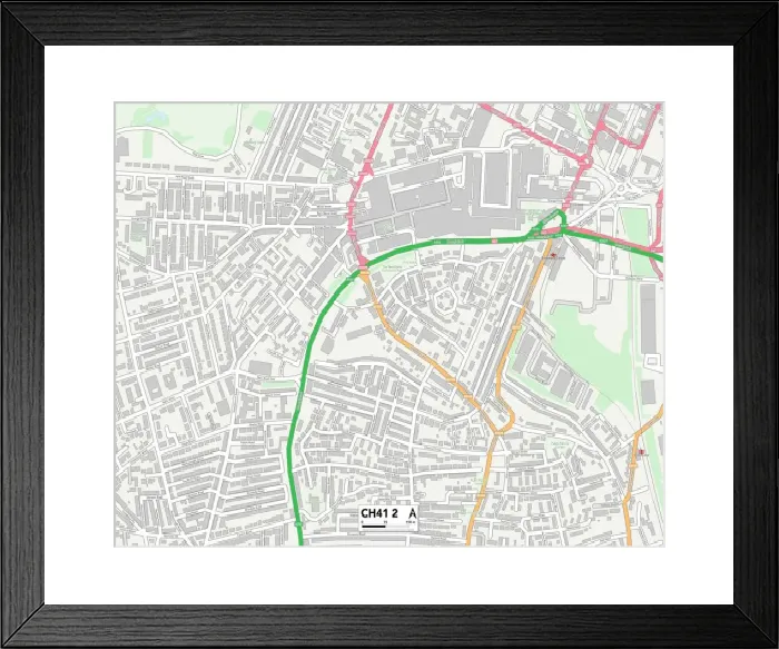 Framed Print : Wirral CH41 2 Postcode Sector Print Map Framed Print : Wirral CH41 2 Postcode Sector Print Map