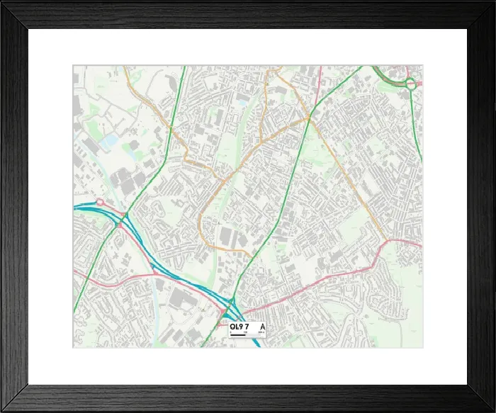 Framed Print : Oldham OL9 7 Print Map Sector Framed Print : Oldham OL9 7 Print Map Sector