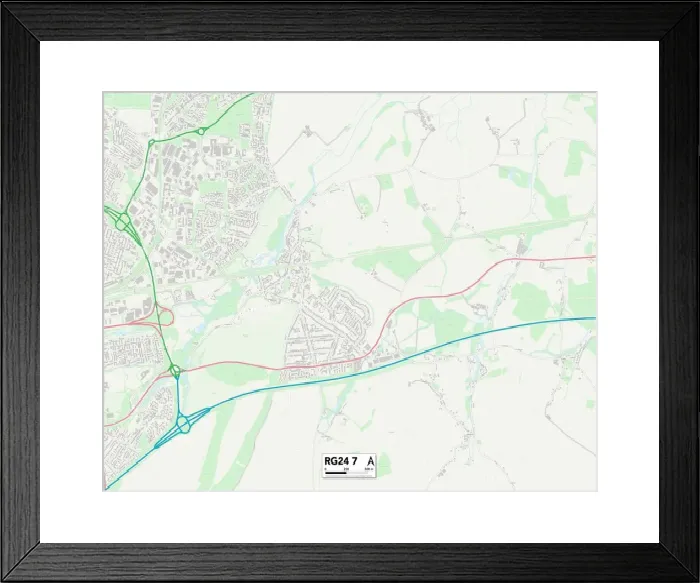 Framed Print : Hampshire RG24 7 Print Map Sector Framed Print : Hampshire RG24 7 Print Map Sector