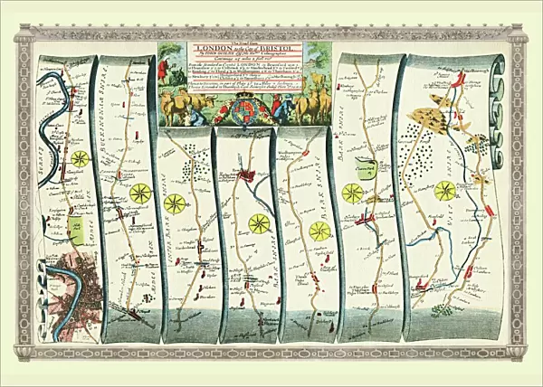 Old Road Strip Map (PLATE 10) The Road from London to the City of Bristol