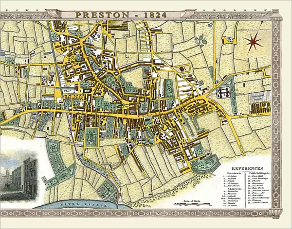 Old Map of Preston 1824 by Edward Baines