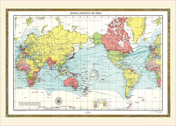 Old Map of the World 1958