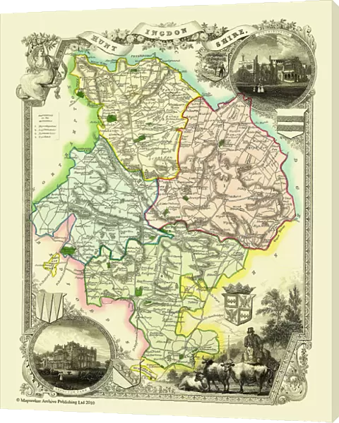 Old County Map of Huntingdonshire 1836 by Thomas Moule