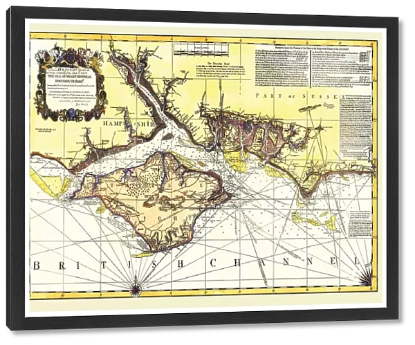 Early Coastal Survey Map of the Isle of Wight, Spithead and Portsmouth Harbour 1794