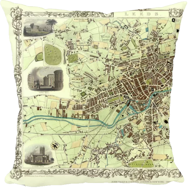 Old Map of Leeds 1851 by John Tallis