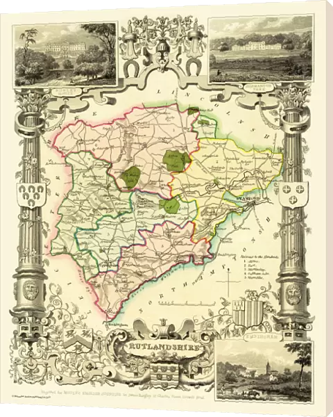 Old County Map of Rutlandshire 1836 by Thomas Moule