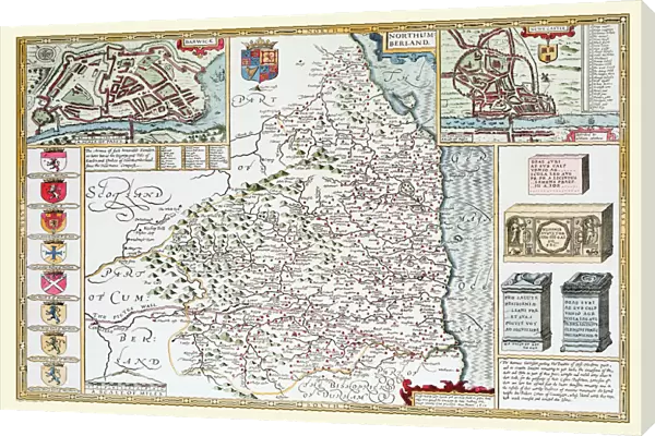 Old County Map of Northumberland 1611 by John Speed