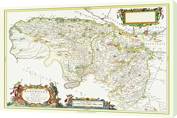 Old County Map of Renfrewshire Scotland 1654 by Johan Blaue from the Atlas Novus