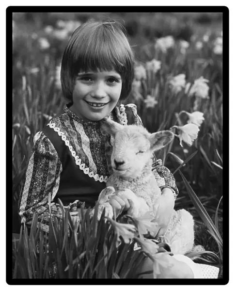 Animals - Children with Lambs. March 1981 P000499