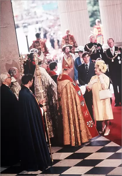 Queen Mother and Prince Andrew at Silver Jubilee Day 1977 with Archbishop of