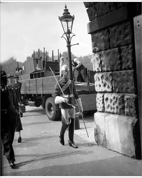War Crisis in London September 1939 A household cavalry soldier at