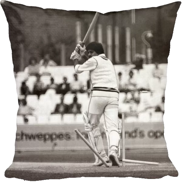 Indian Cricketer Kapil Dev - September 1979 bowled out