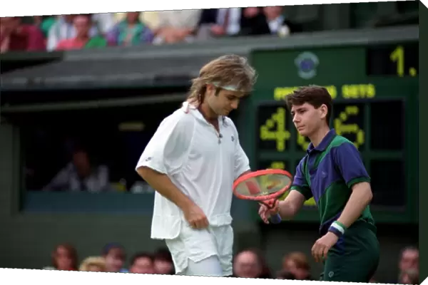 Wimbledon Tennis Championships. Andre Agassi in action. June 1991 91-4117-027
