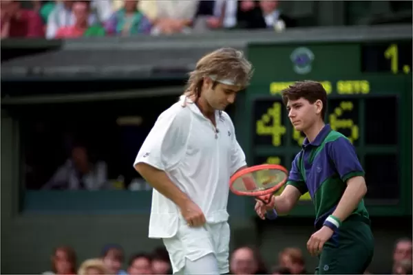 Wimbledon Tennis Championships. Andre Agassi in action. June 1991 91-4117-027