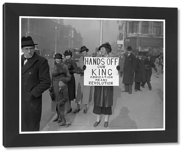 King Edward VIII Abdication Crisis Royal supporters marching with banner which