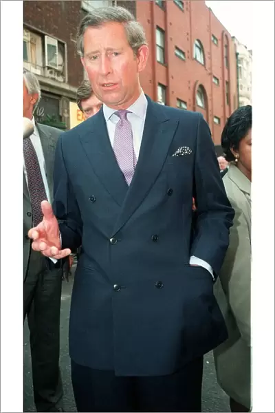 Prince Charles visits the scene of the Soho bomb April 1999