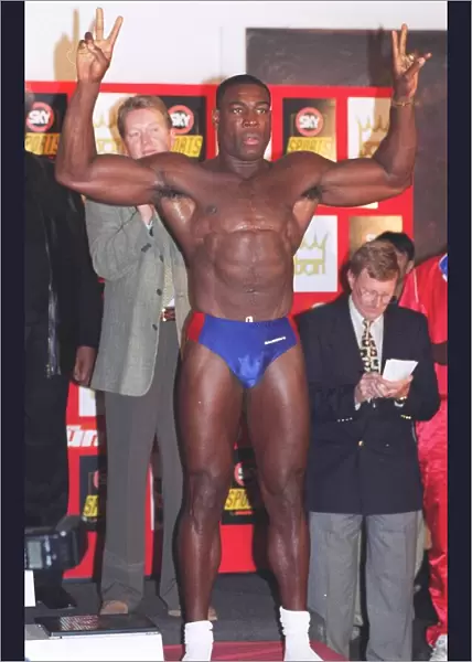 Frank Bruno at the weigh in for his fight against Oliver McCall September 1995