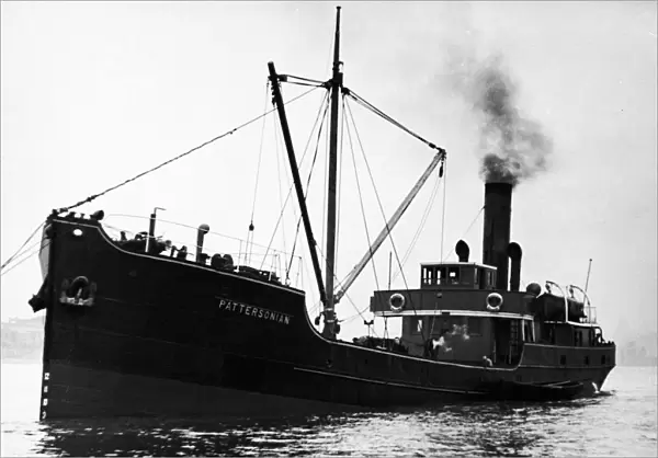 The ship SS Pattersonian in the River Thames. It was involved in a rescue by