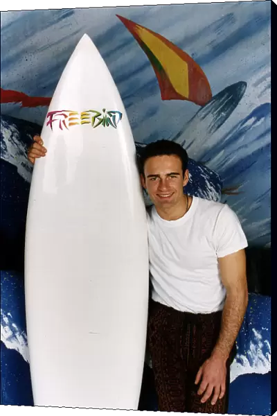 Julian McMahon, Australian actor, with surfboard