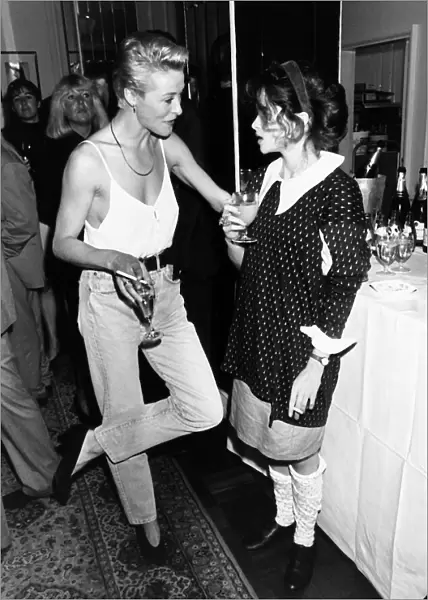 Amanda Donohoe and Helena Bonham Carter actresses 1988 at launch of magazine Elle