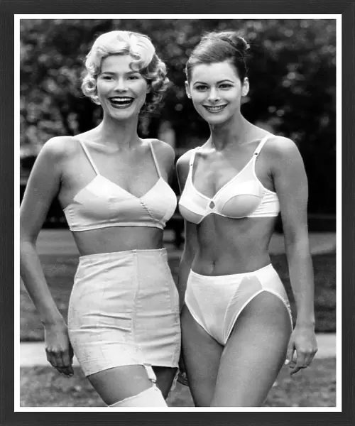 Framed Print of Clothing Underwear. Two models wearing lingerie