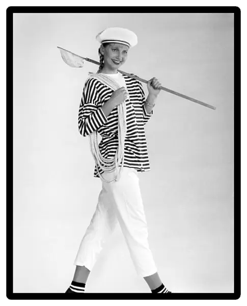 Fashion - Trousers set sail on the nautical look with short cropped white leggings