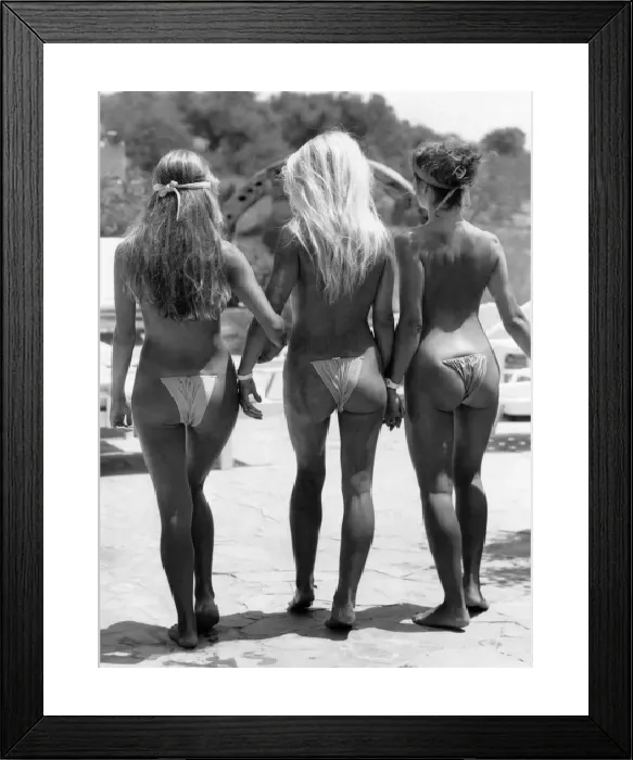 Framed Print : A spring-loaded strapless triangle swimsuit print Framed Print : A spring-loaded strapless triangle swimsuit print