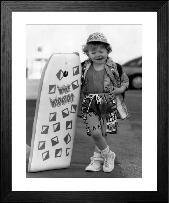Framed Print : Fashion - Beachwear: Whizkid on the board