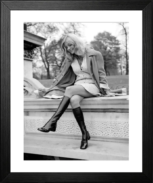Framed Print : Fashion Print: Monica Hahn modelling boots, November 1969