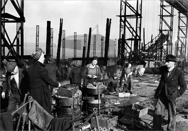 Women riveters at work at a Scottish Shipyard. March 1942 P011683