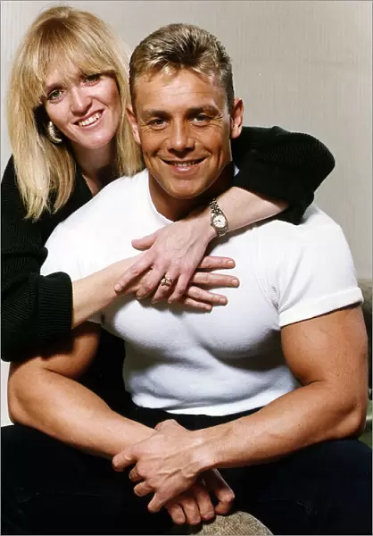 Mike Wilson Cobra of the TV Programme Gladiators at home with his wife Pat