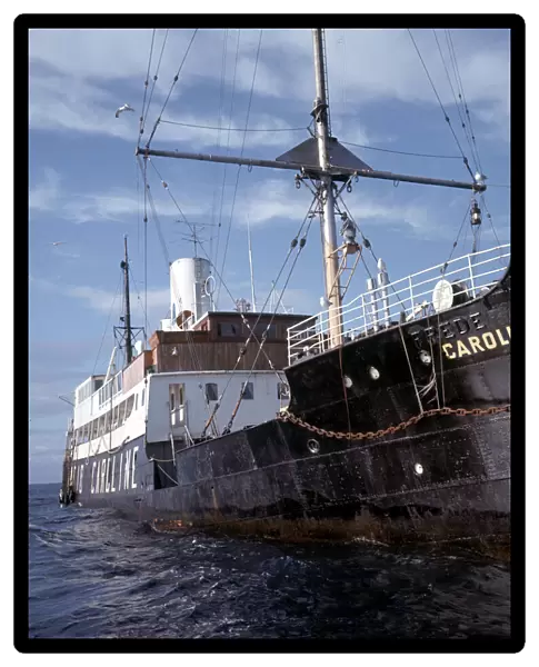 Radio Caroline Pirate Radio ship, MV Caroline anchored 4 miles off Ramsey Harbour