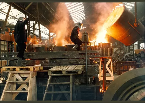 Workers making steel equipment in 1998