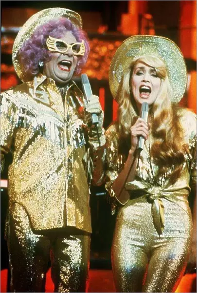 Dame Edna Everage with Jerry Hall at a Royal Variety Performance