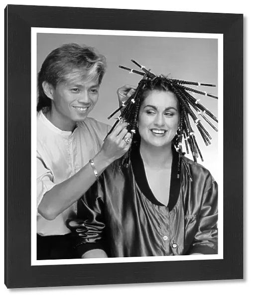 New Perm for Melanie with stylist Allan Soh. October 1984 P007896