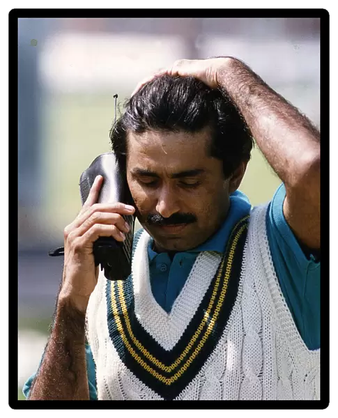 Javed Miandad Pakistan Cricket Captain On The Phone Before The Match Dbase