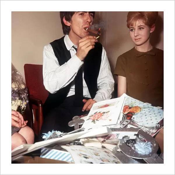 George Harrisons 21st Birthday 25 February 1964 with fan club helpers