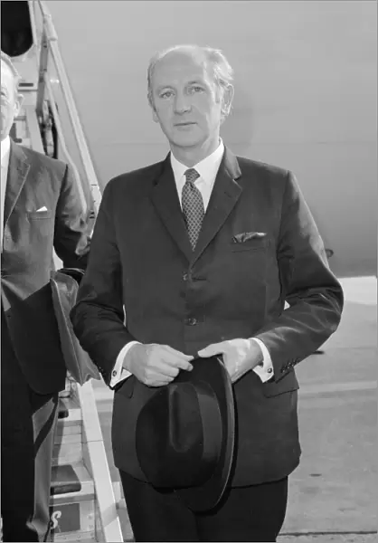 Prime minister of the Republic of Ireland Jack Lynch arrives at Heathrow airport on his